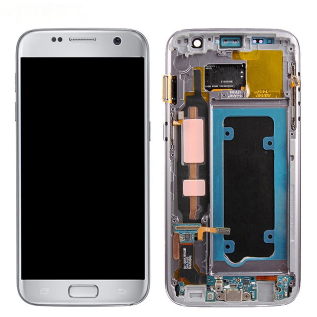 Pantalla Completa Original Servicepack Para Samsung S7 Edge G935 Con Marco Plata