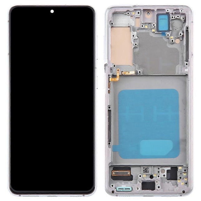 Pantalla Completa Original Servicepack Para Samsung S21 G991 Con Marco Blanco