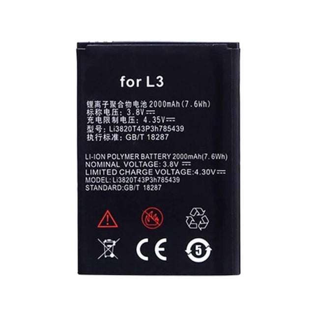 适用于中兴 Blade L3 2000Mah 的电池 -Li3820T43P3H785439