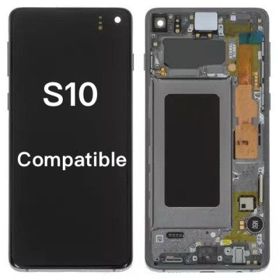 Pantalla Completa Para Samsung S10 / G973 Con Marco Negro Sin Huella