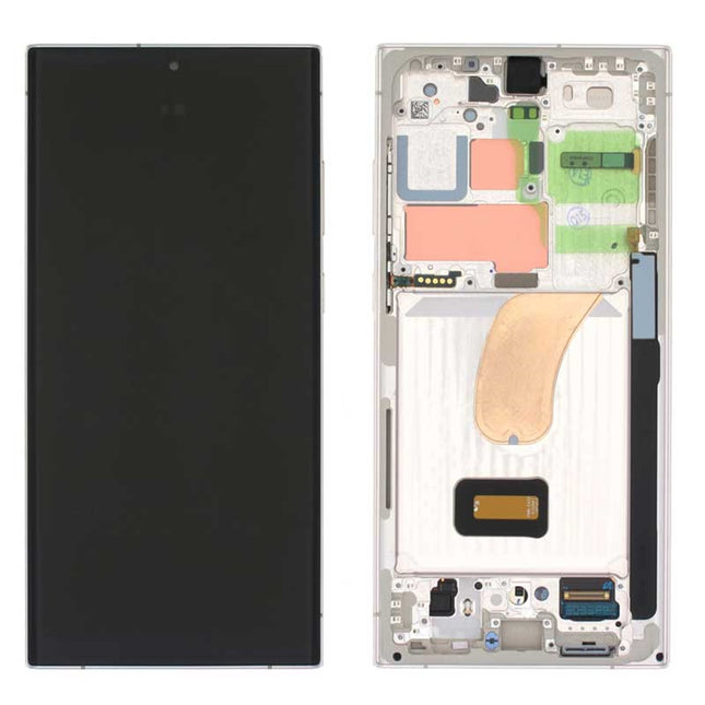 Pantalla Completa Original Servicepack Para Samsung S23 Ultra S918 Con Marco Blanco